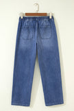 Drawstring Waist Ankle Length Denim Pants