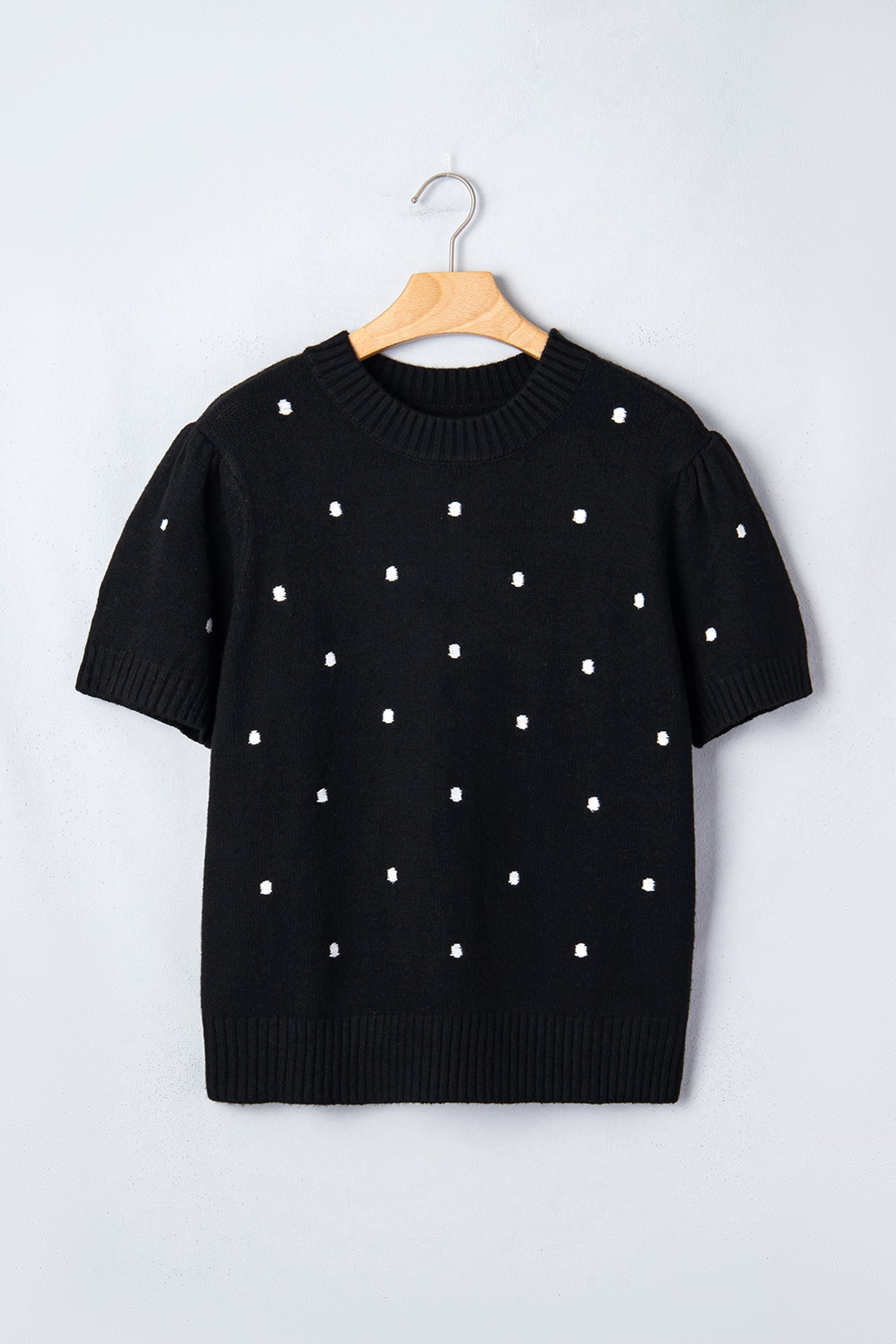 Adorable Polka Dot Bubble Sleeve Sweater