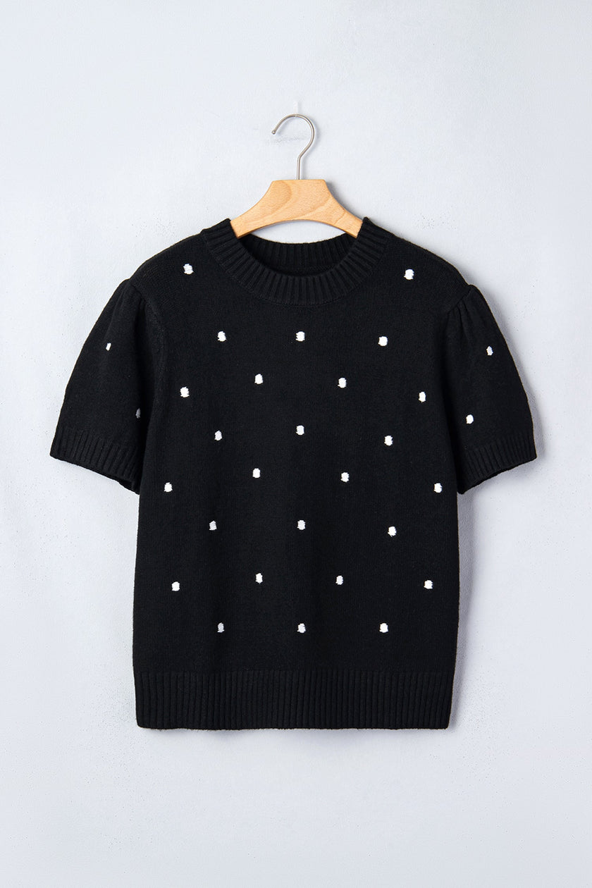 Adorable Polka Dot Bubble Sleeve Sweater