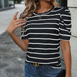 Stylish Women's Striped Puff Sleeve Top
