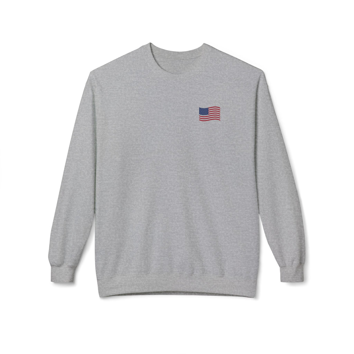 Classic Americana crewneck sweatshirt with embroidered flag