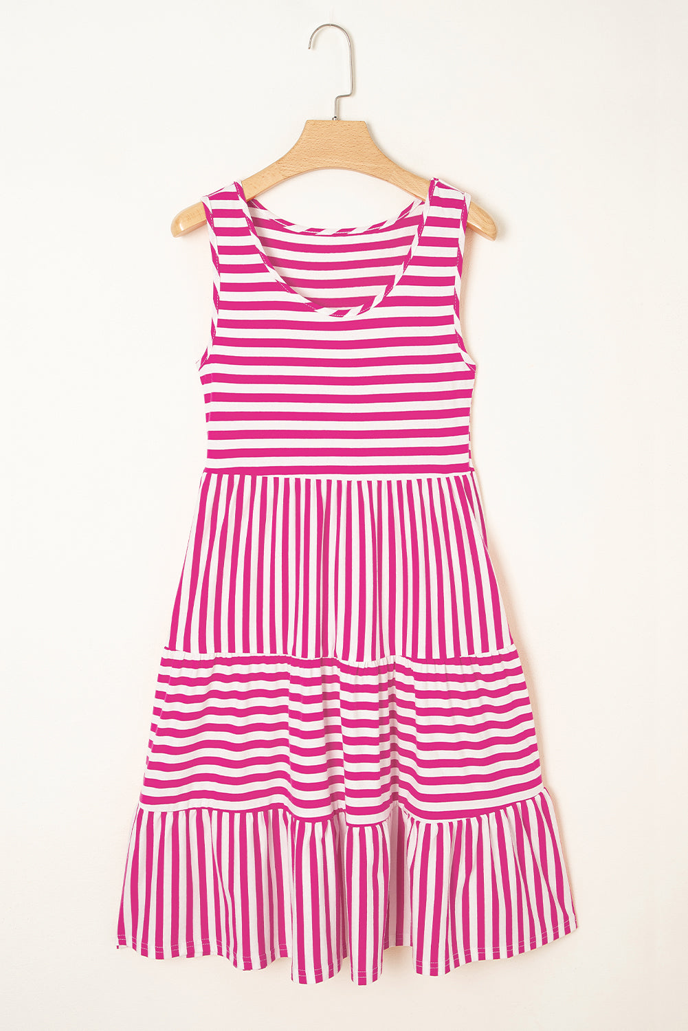 Striped scoop-neck sleeveless mini dress