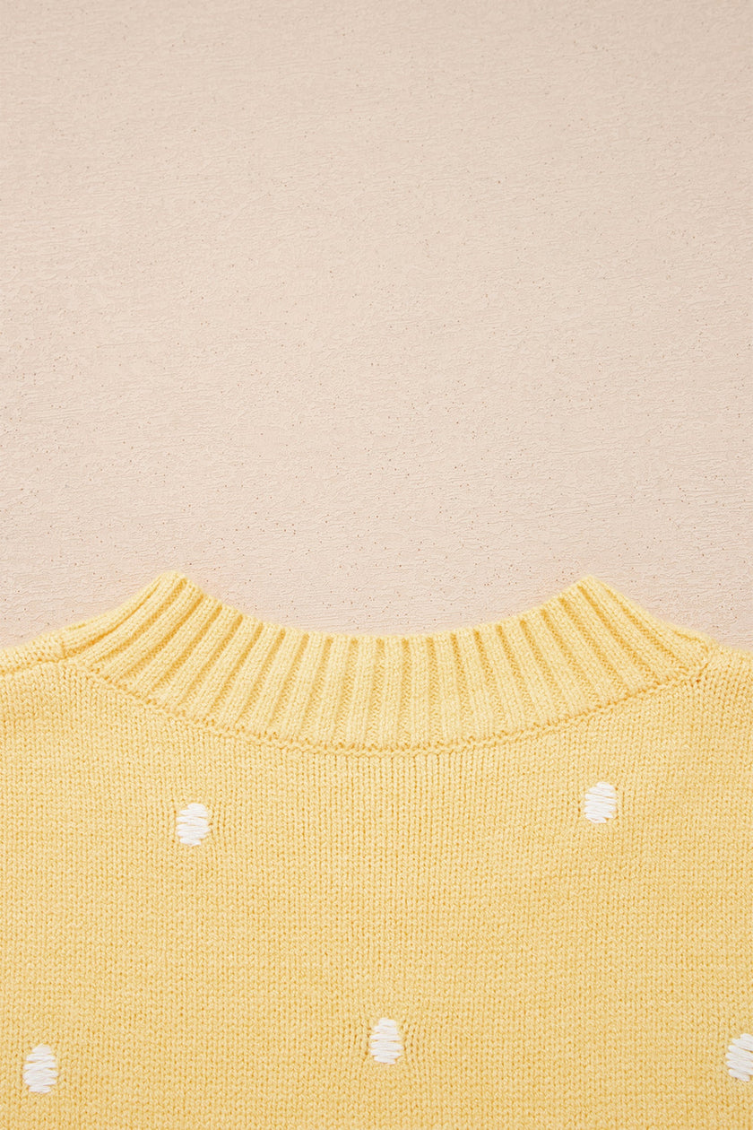 Spring Polka Dot Bubble Sleeve Sweater