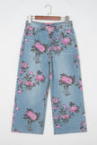 Floral Denim Wide Leg Jeans