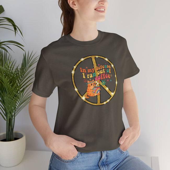 ‘In My Defense I Ran Out of Coffee’ Retro Cat Graphic Tee