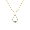 Beautiful Gold 1 ct Solitaire Pave Larme Pendant Necklace