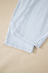 Striped High Waist Barrel Leg Jeans