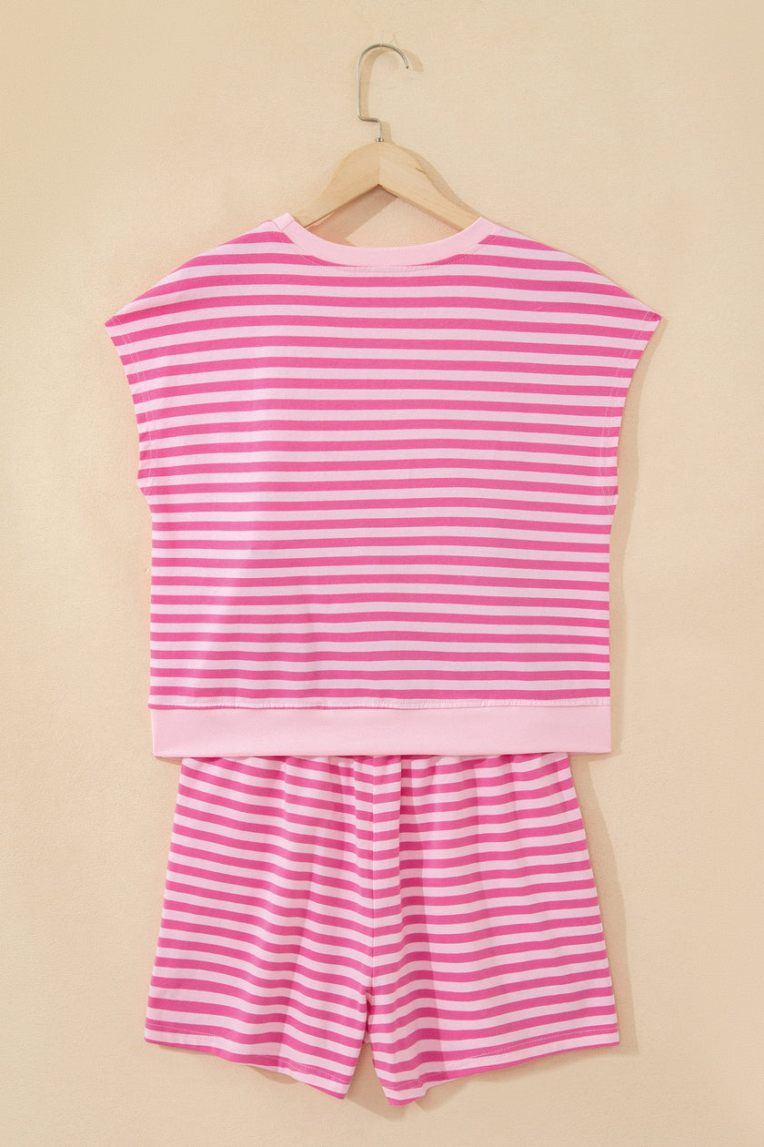 Effortless Striped Cap Sleeve Two-Piece Set