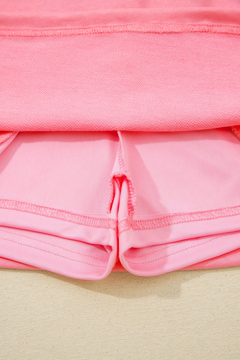 Solid Tank Top & Elastic Waist Mini Skort Set