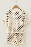 Green Polka Dot Oversized Top Drawstring Short Set