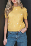 Spring Polka Dot Bubble Sleeve Sweater