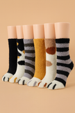 6-Pack Women’s Fuzzy Animal Slipper Socks