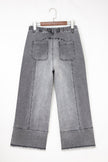 Raw Hem Denim Drawstring Wide Leg Pants