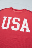 USA Corded Knit Short Sleeve Graphic Top