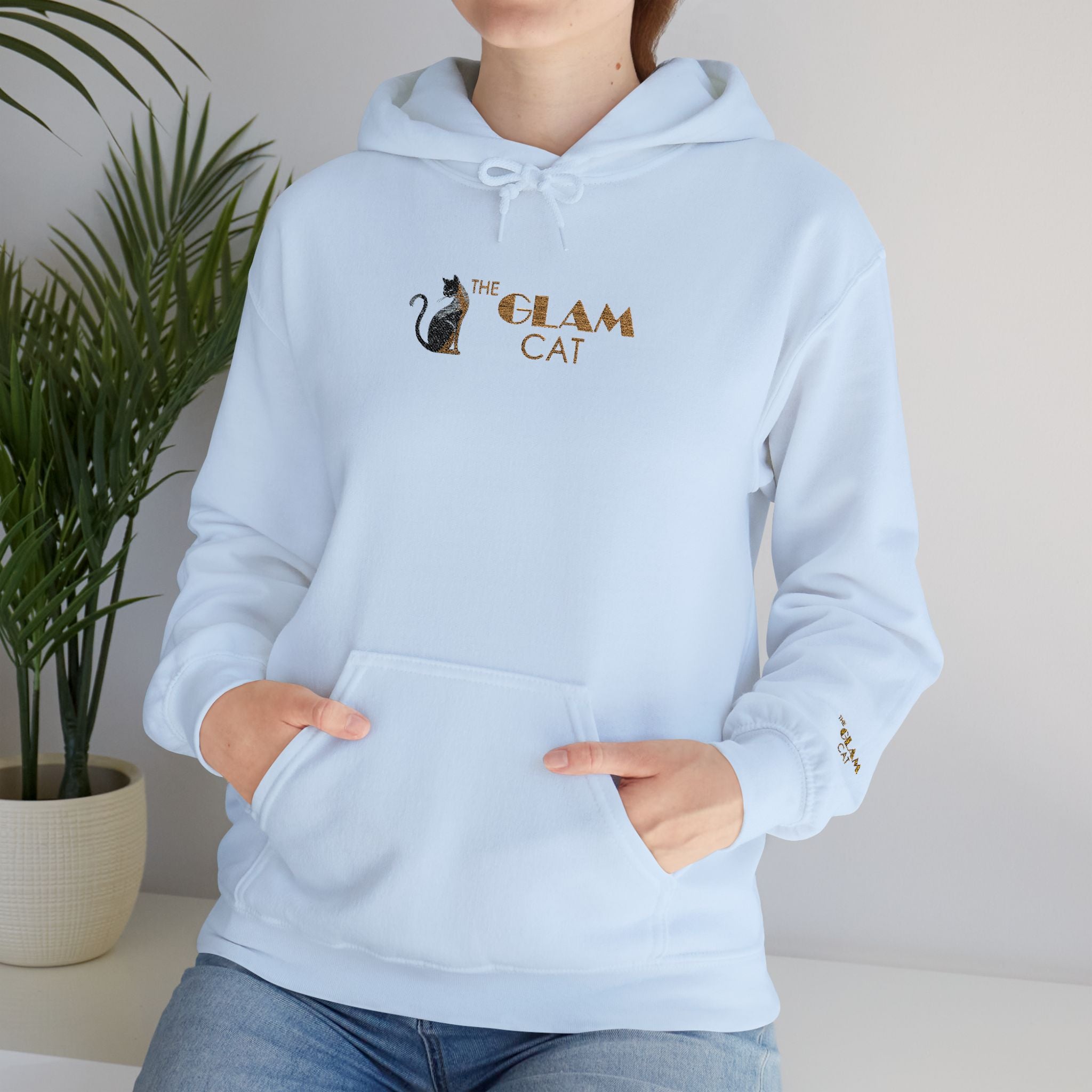 The Glam Cat Designer Embroidered Hoodie – Cozy Streetwear for Cat Lovers