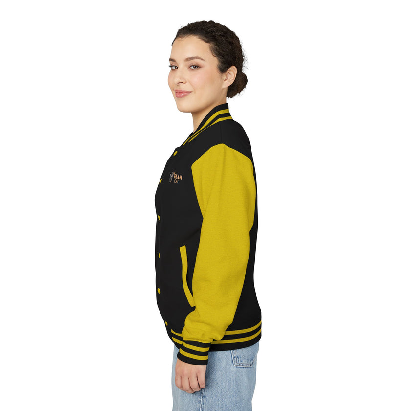The Glam Cat Embroidered Vintage Varsity Bomber Jacket