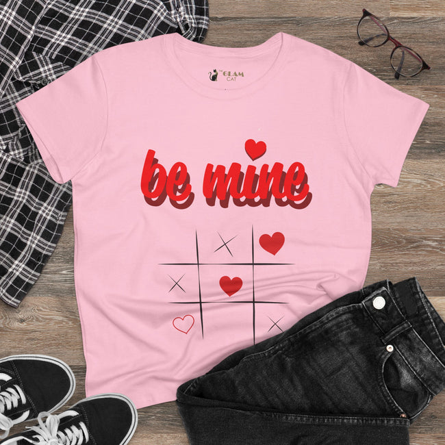 Be Mine Tic-Tac-Toe Valentine's Day Women's Cotton Tee