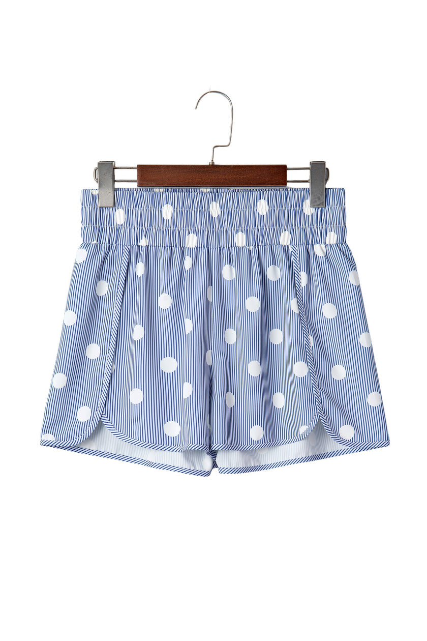 Polka Dot Shirred High Waist Shorts
