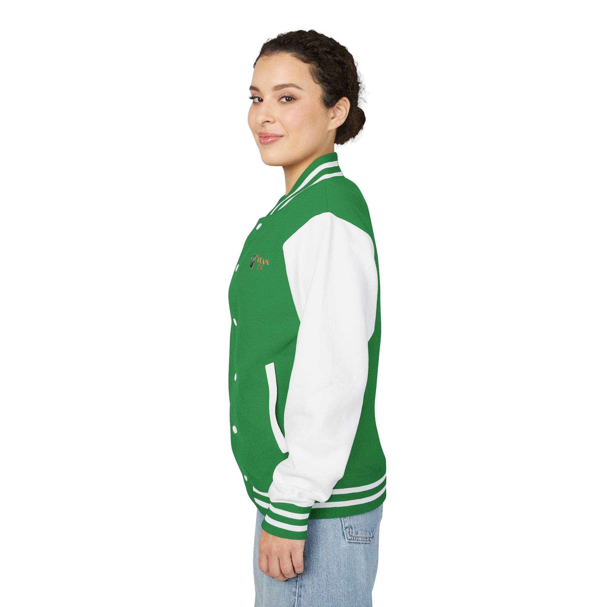 The Glam Cat Embroidered Vintage Varsity Bomber Jacket