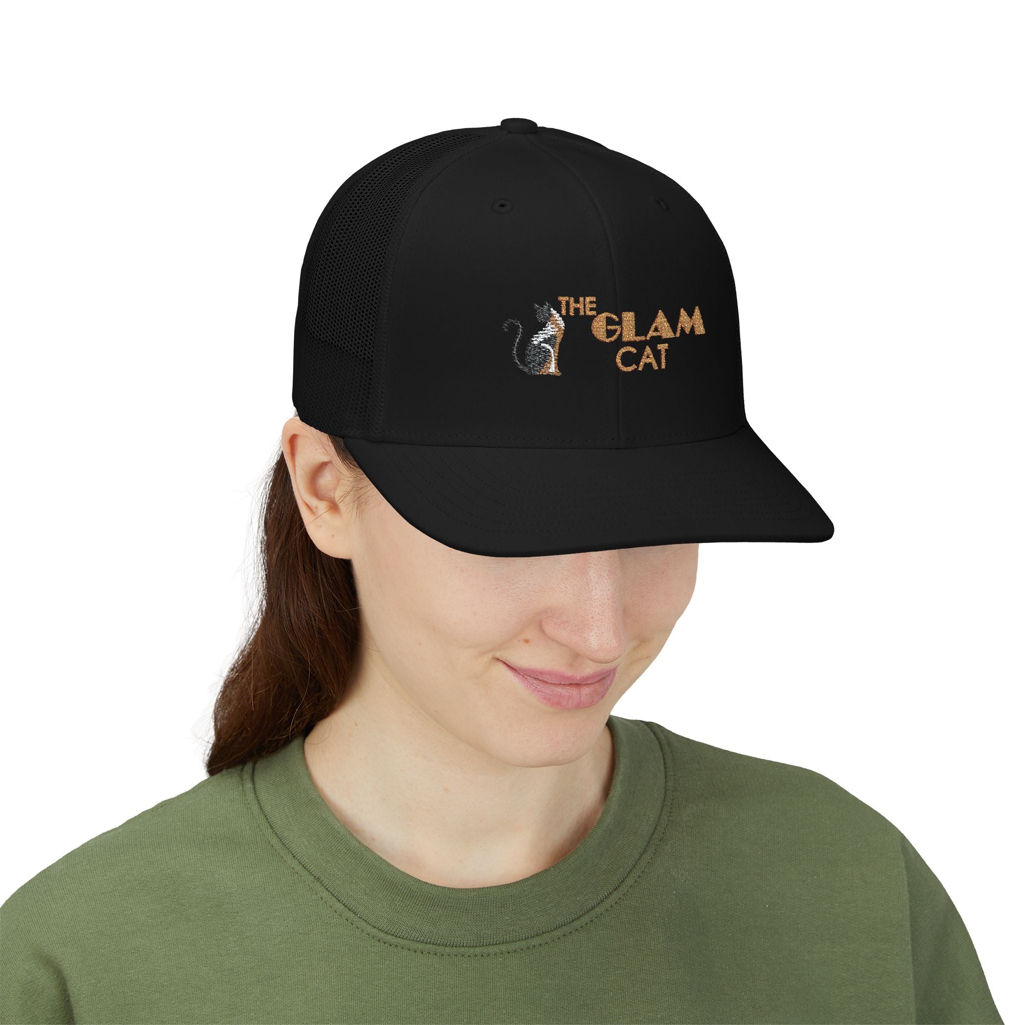 The Glam Cat Designer Embroidered Trucker Hat Snapback