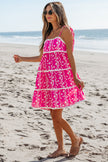 Floral Ric-Rac Tie Strap Sleeveless Mini Dress