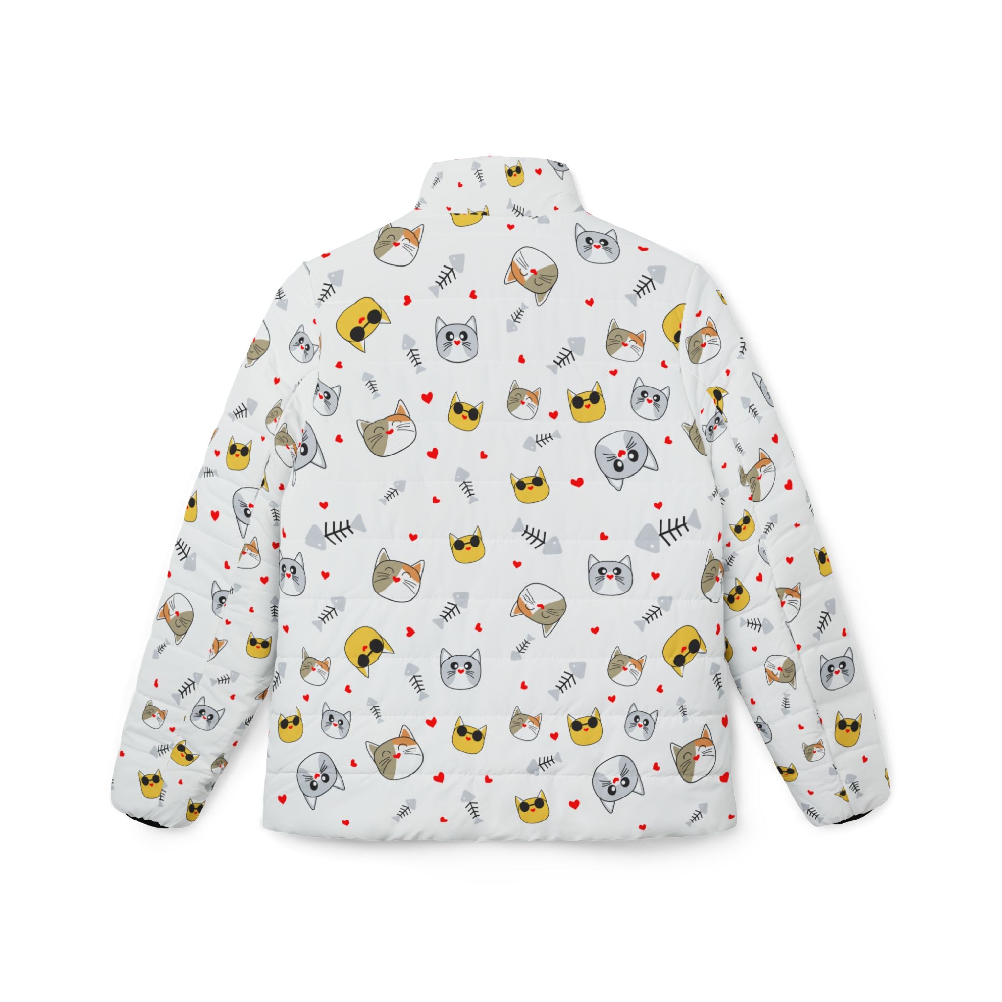 Cute Cat Pattern All-Over Print Puffer Jacket