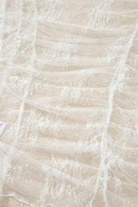 Floral lace sheer mesh top with ruched front