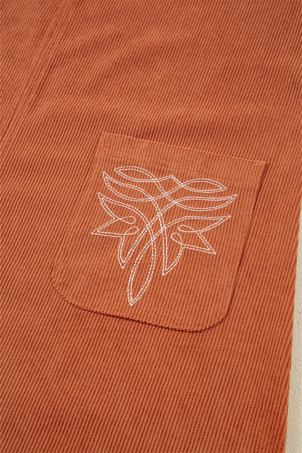Western Corduroy Embroidered Patch Pocket Dress