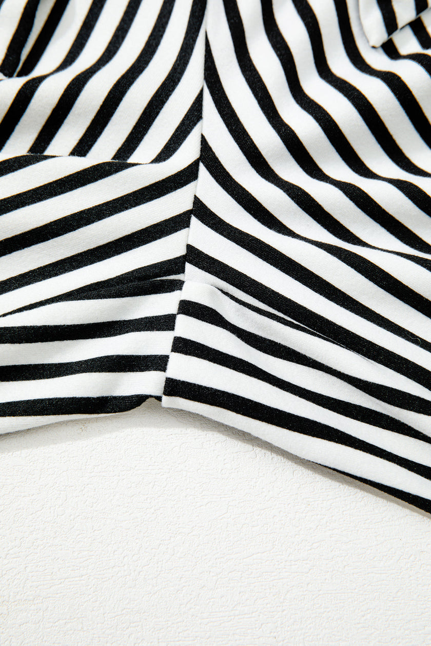 Stripe Tied High Waist Straight Leg Pants