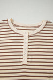 Stripe Cap Sleeve Henley Top & Shorts Set