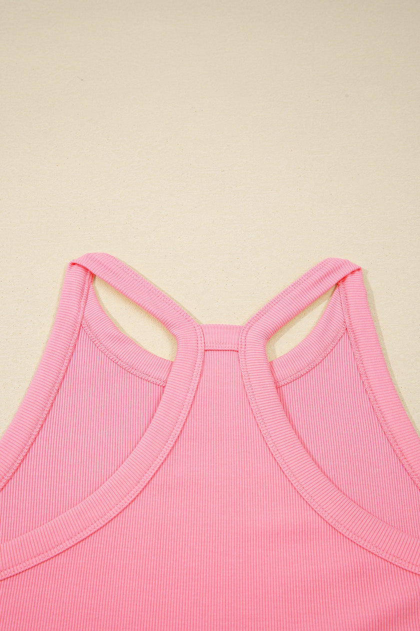 Solid Tank Top & Elastic Waist Mini Skort Set