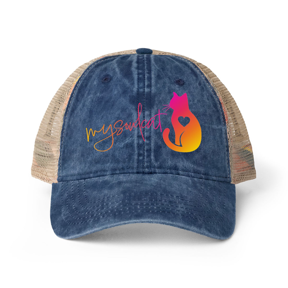 MySoulCat Washed Mesh-Back Cap — Sunset