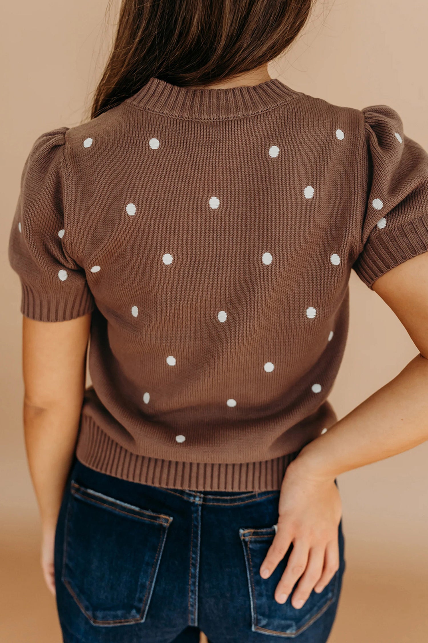 Adorable Polka Dot Bubble Sleeve Sweater