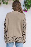 Wild Side Leopard Print High Neck Side Slit Oversized Sweater