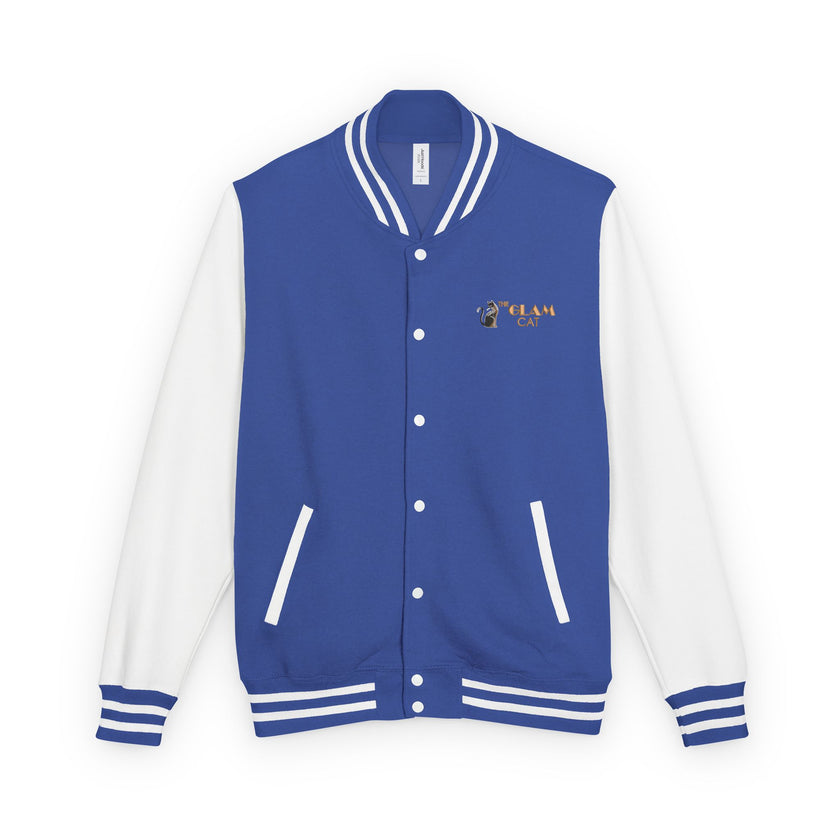 The Glam Cat Embroidered Vintage Varsity Bomber Jacket