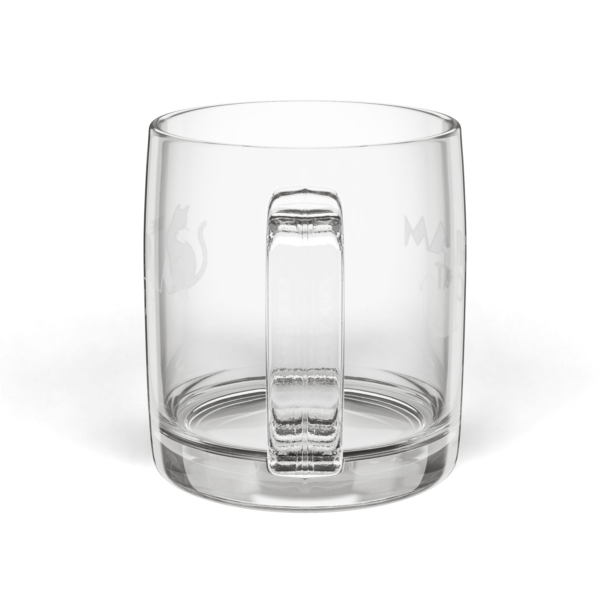 The Glam Cat Engraved Designer Glass Coffee Mug — 12.25 oz