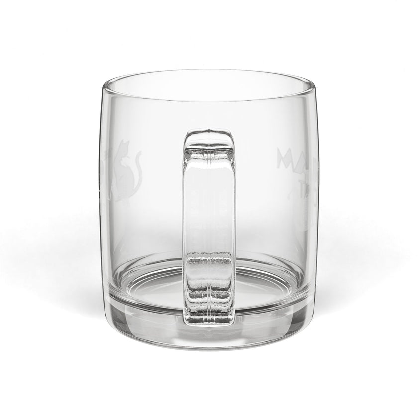 The Glam Cat Engraved Designer Glass Coffee Mug — 12.25 oz