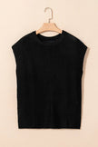 Women's Sweater Tee - Side Slits Short Sleeve - Casual Top