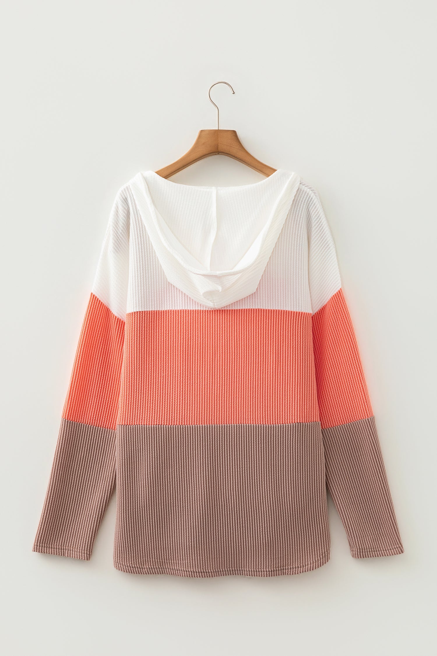Colorblock Ribbed Hoodie Pullover