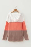 Colorblock Ribbed Hoodie Pullover