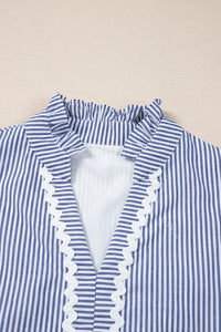 Striped sleeveless mini dress with contrast ricrac trim