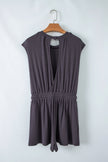 Solid Open-Back Cap Sleeve Knit Romper
