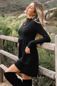 Ribbed Knit Patchwork Long Sleeve Mini Dress - additional product view
