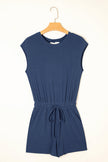 Solid Open-Back Cap Sleeve Knit Romper