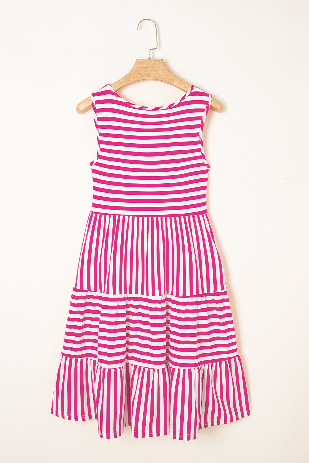 Striped scoop-neck sleeveless mini dress