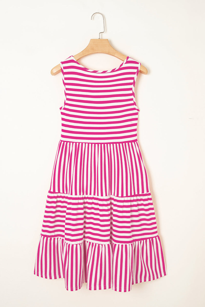 Stripe Scoop Neck Sleeveless Mini Dress