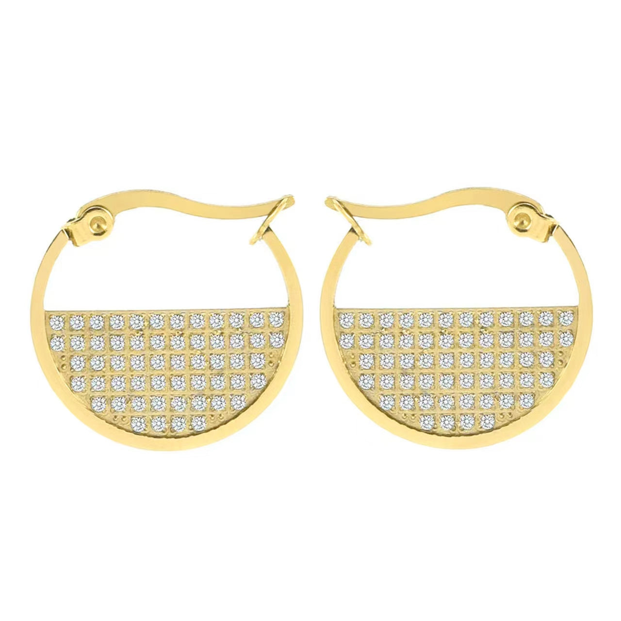 Delicate Gold Pavé Lune Earrings