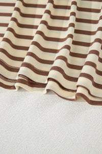 Stripe Cap Sleeve Henley Top & Shorts Set