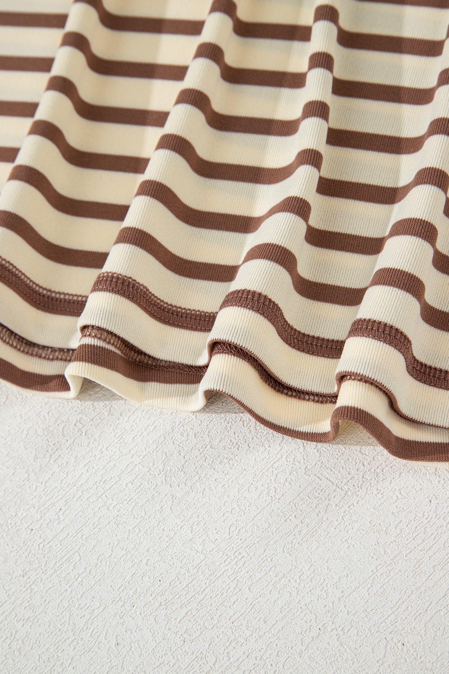 Stripe Cap Sleeve Henley Top & Shorts Set