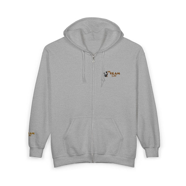 The Glam Cat Embroidered Full Zip Hoodie in Multiple Colors